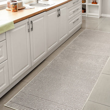 Cole Modern Minimalist Pinstripe High-low Area Rug